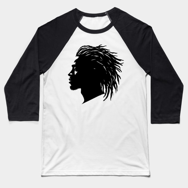 Afrocentric Dreadlocks Silhouette Baseball T-Shirt by Graceful Designs